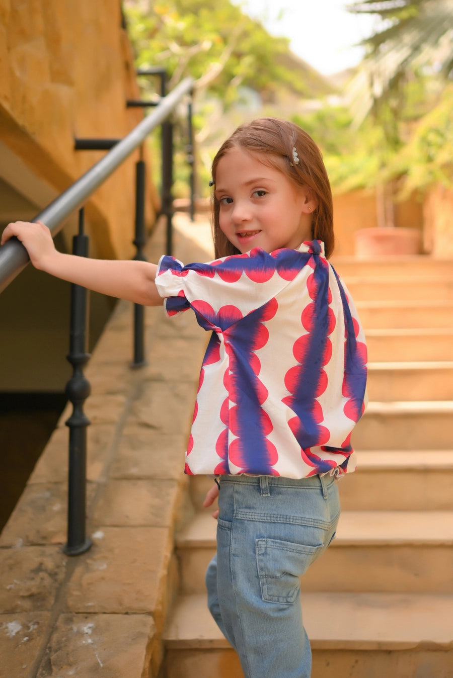 Purple White Elasticated Sleeve Shirt