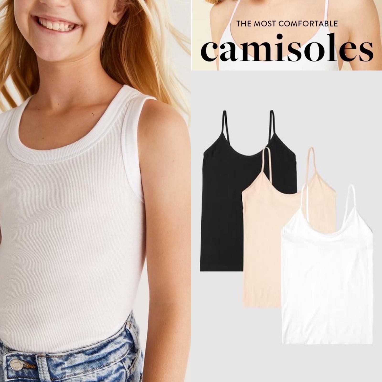 Pack of 3 Girl's Super Combed Cotton Camisole - Black